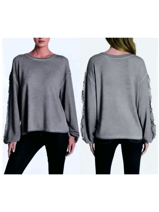 Dantelle Tops - Dantelle Women's Gray Oil Dye Sweatshirt Pullover Top Size Small NWT